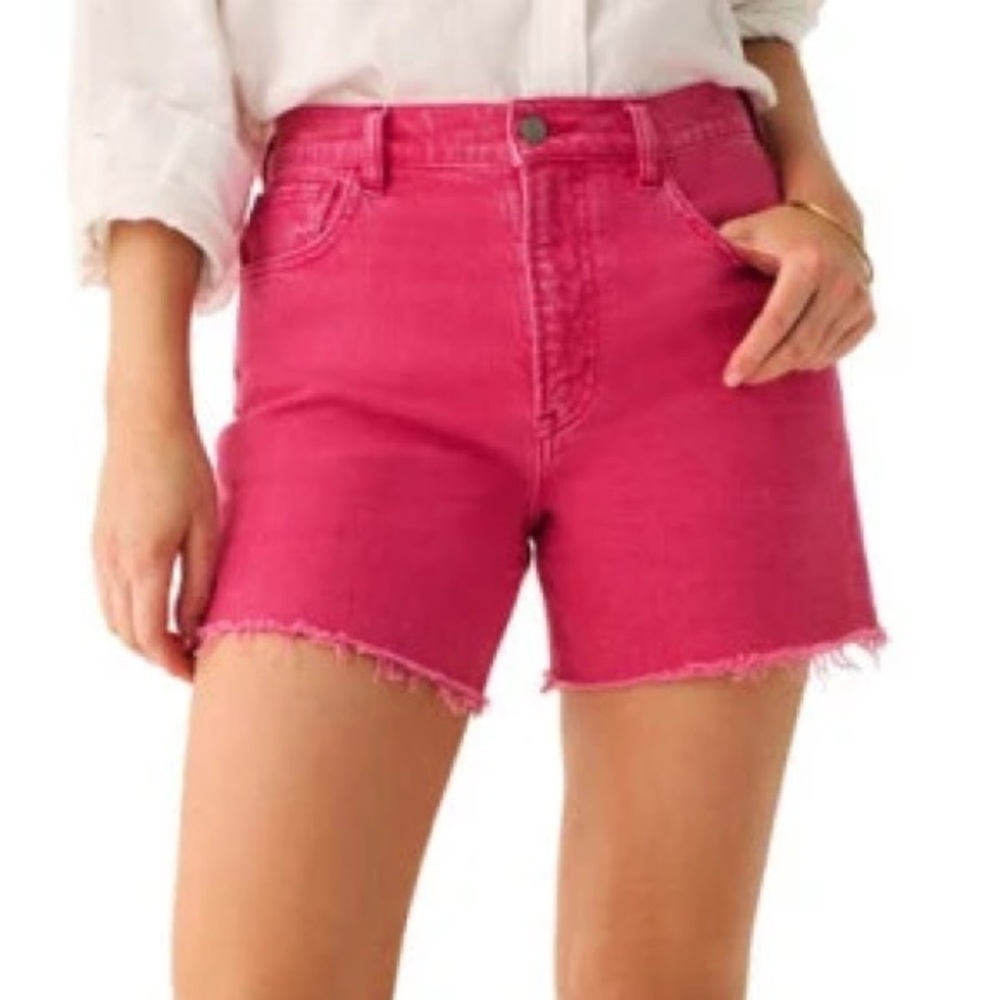 NWT Faherty Women's Pink Raw Edge Sun washed Denim Shorts size 27